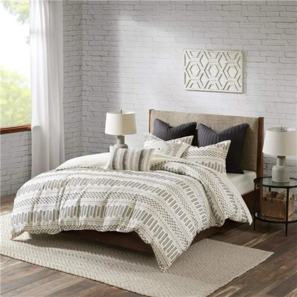 Luxurious Cotton-Bedding Set - Mid Century Trendy Geometric Design, All Season